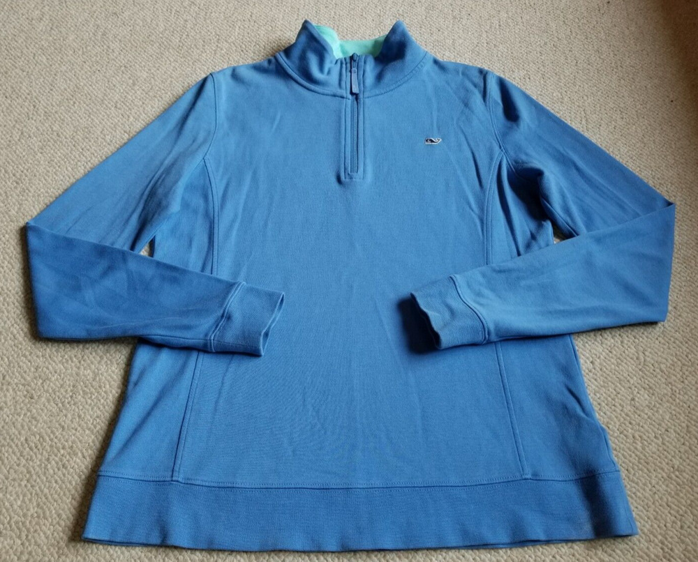 Women's Shirt/top-VINEYARD VINES-blue 100% cotton performance 1/4 zip pullover-M